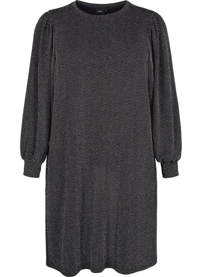 Kleid mit Zickzackmuster und Glitzer, Silver ZigZagShimmer, Packshot image number 0