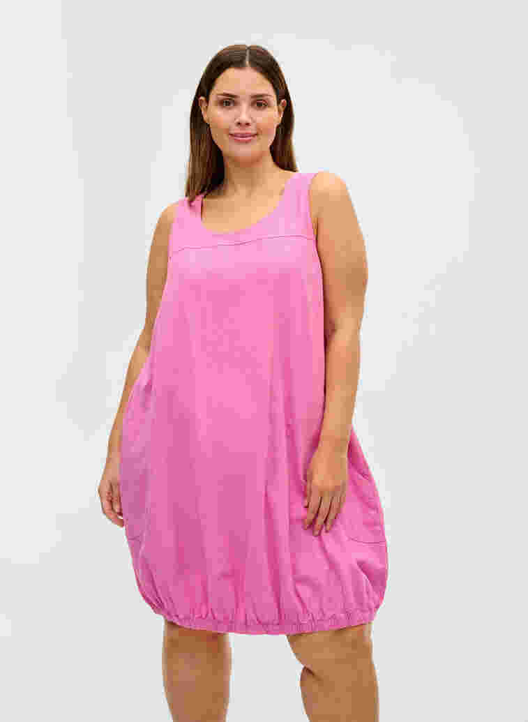 Ärmelloses Kleid aus Baumwolle, Cyclamen, Model