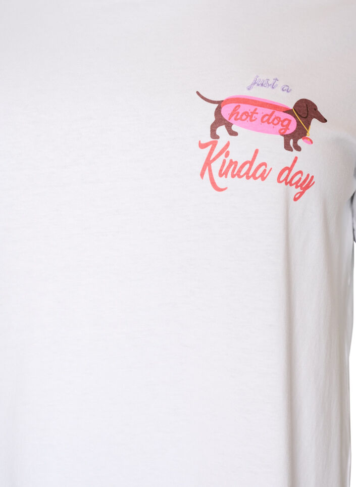 T-Shirt aus Baumwolle mit Brustprint, Wei&szlig;, Packshot image number 2