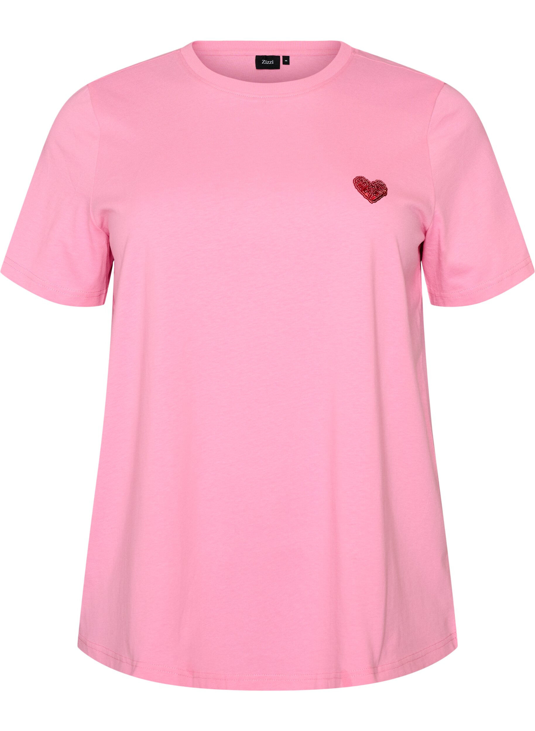 T-Shirt mit Pailletten-Herz und buntem R&uuml;ckenprint