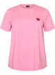 T-Shirt mit Pailletten-Herz und buntem R&uuml;ckenprint, Pink, Packshot image number 0