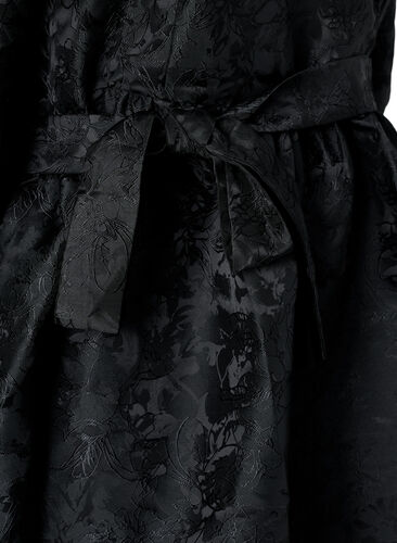 Kurzes Wrap-Kleid mit 3/4-Ärmeln, Black, Packshot image number 2