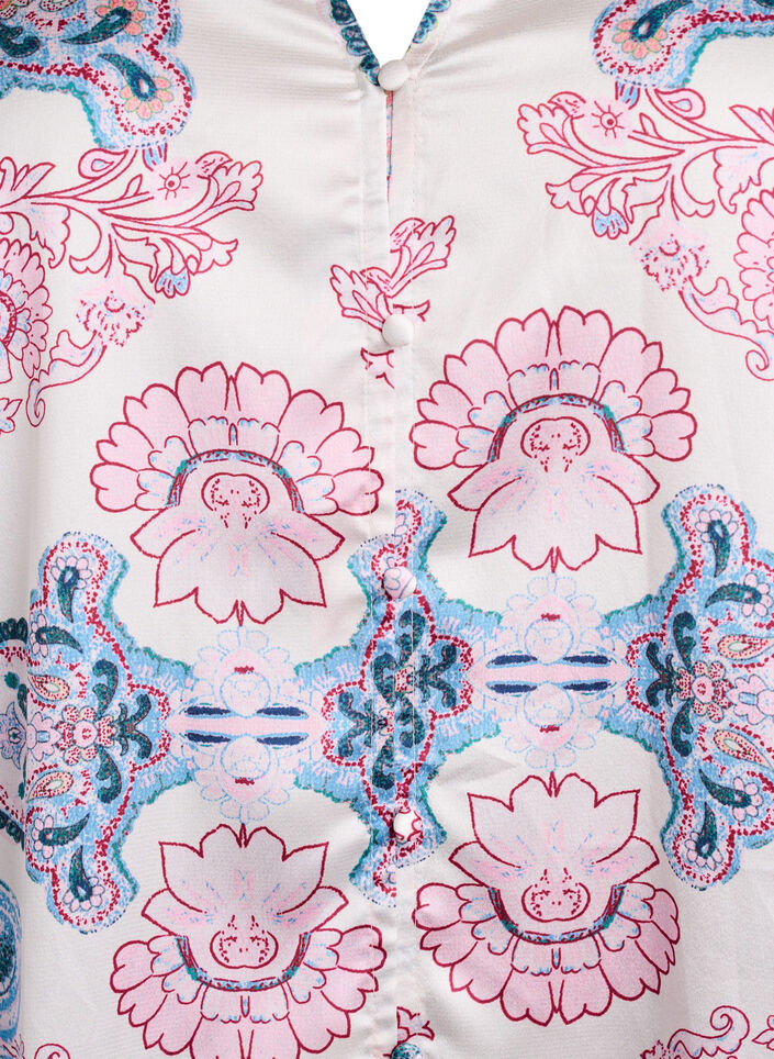 Bluse in Satin-Optik mit Paisleymuster und 3/4-&Auml;rmeln, Blau, Packshot image number 2