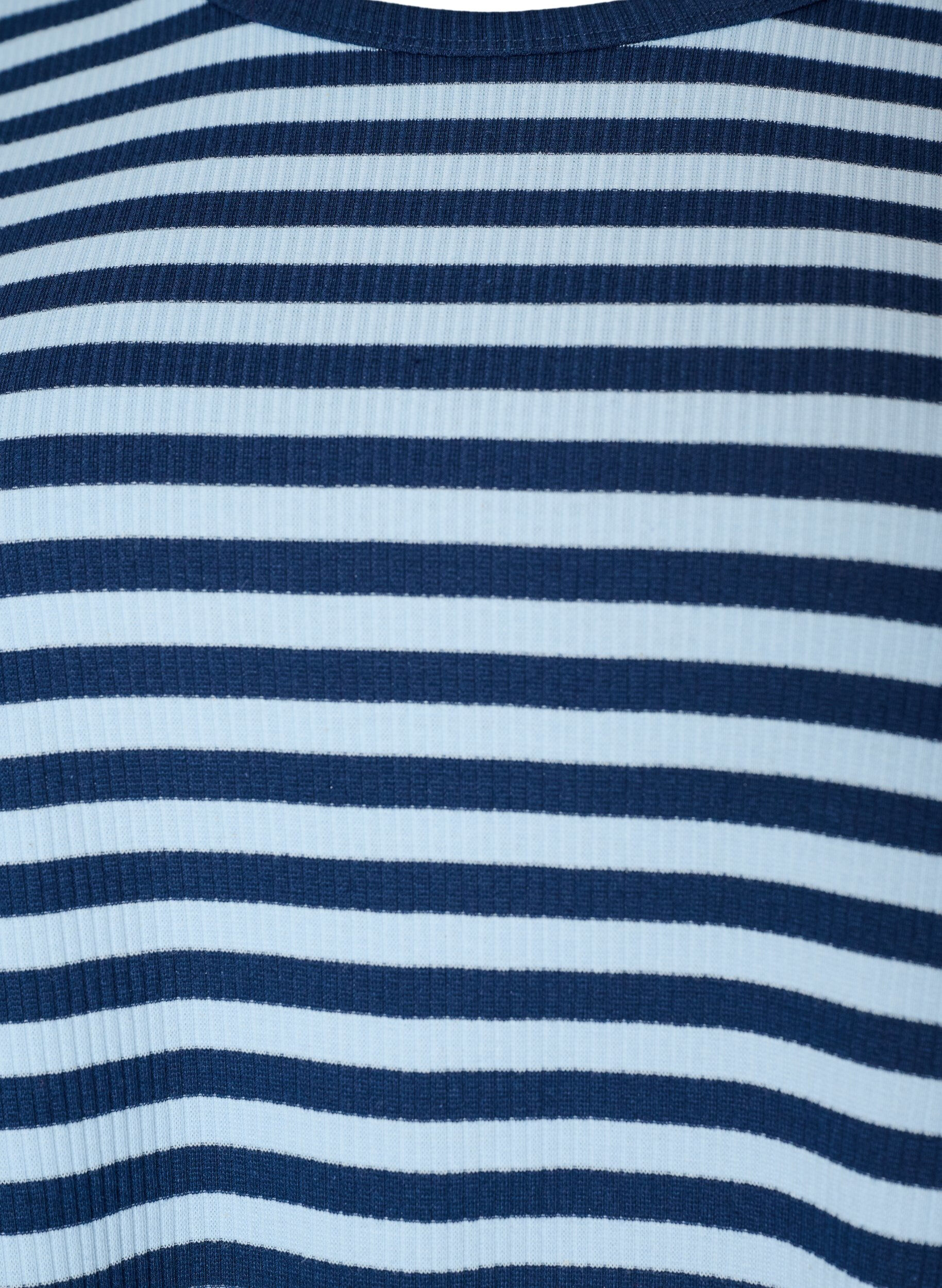 ZizziLang&auml;rmeliges Nachtoberteil aus geripptem Jersey mit Streifen, Blau, Packshot image number 2