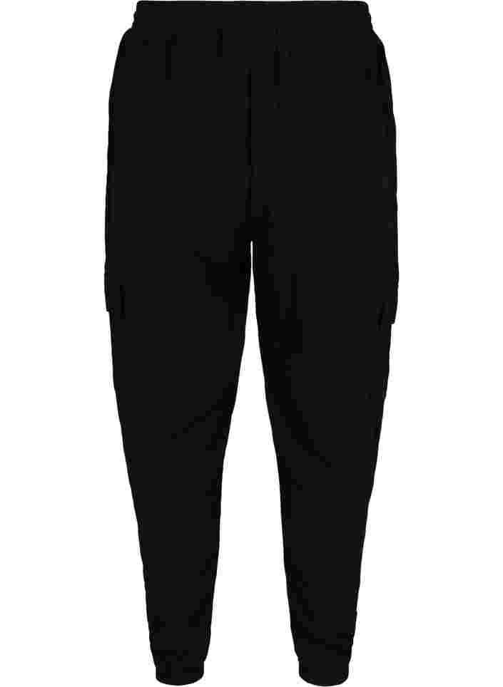 Lockere Hose aus Viskose mit großen Taschen, Black, Packshot image number 1