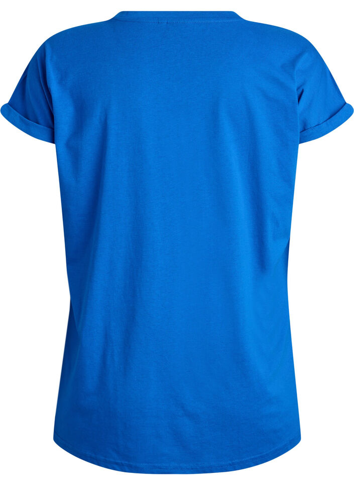 T-Shirt aus Baumwollmischung mit kurzen &Auml;rmeln, Blau, Packshot image number 1