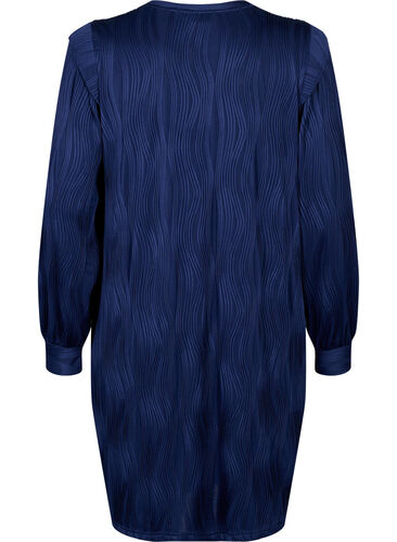 Langärmliges Kleid mit Texturmuster, Maritime Blue, Packshot image number 1