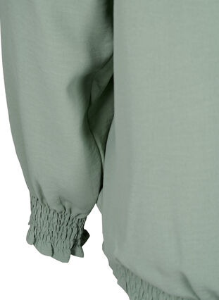 Einfarbige gesmokte Bluse mit langen Ärmeln, Green Bay, Packshot image number 3