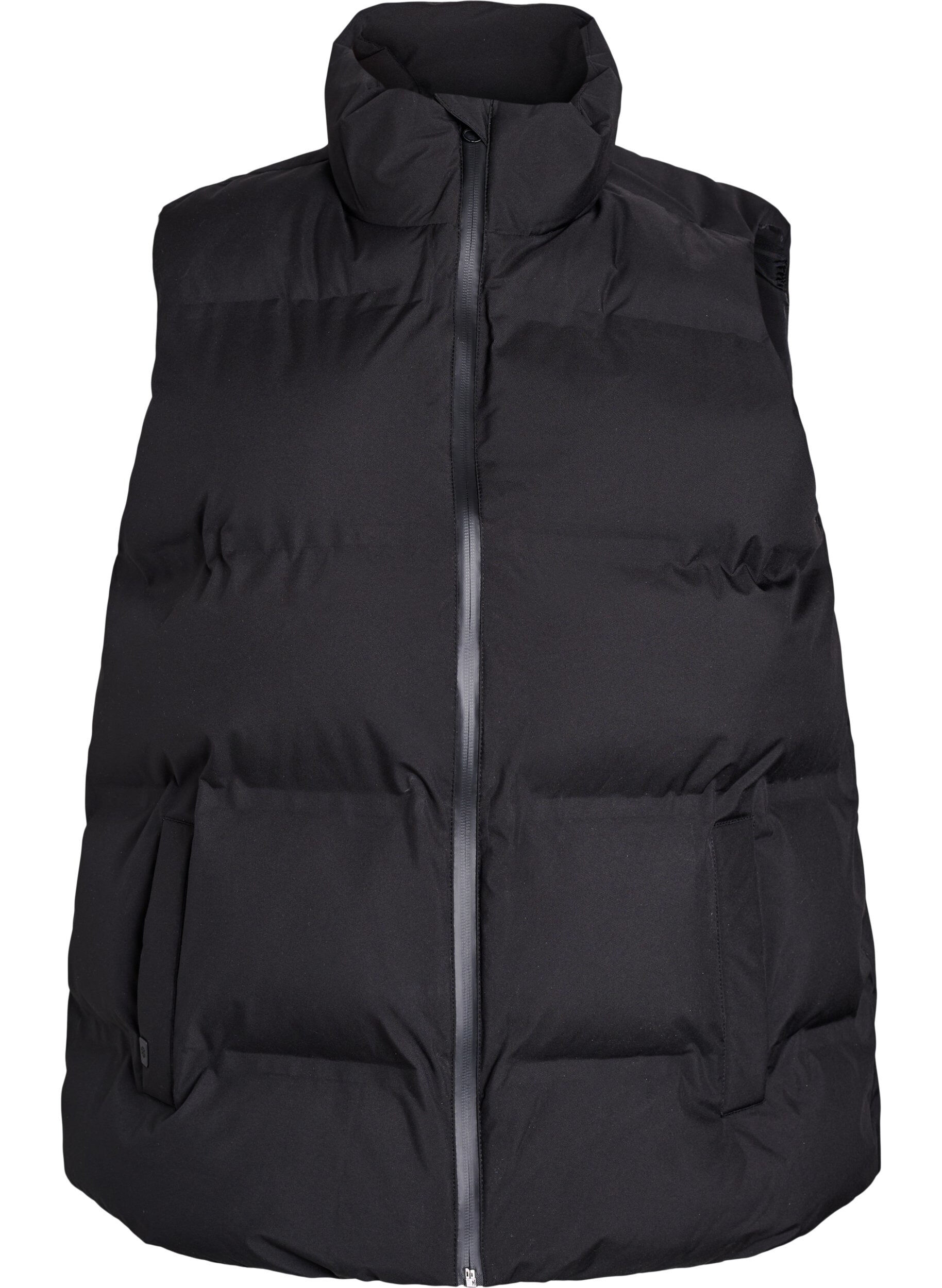 ZizziKurze Steppweste mit hohem Kragen, Schwarz, Packshot image number 0