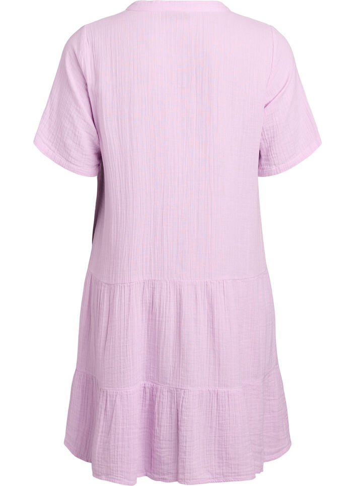 Kurzes A-Linien-Kleid aus Baumwollmusselin, lila, Packshot image number 1