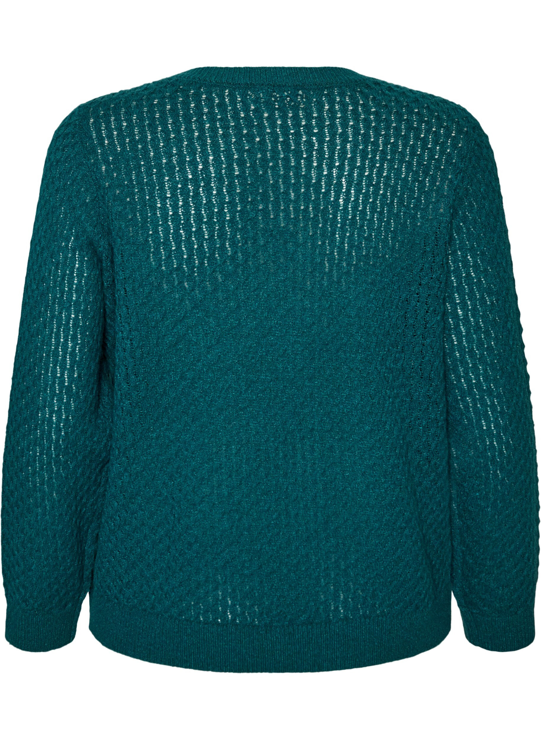 ZizziStrickbluse mit strukturiertem Lochmuster, Gr&uuml;n, Packshot image number 1