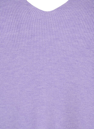 Strickbluse mit V-Ausschnitt und Ballonärmeln, Purple Rose Mel, Packshot image number 2