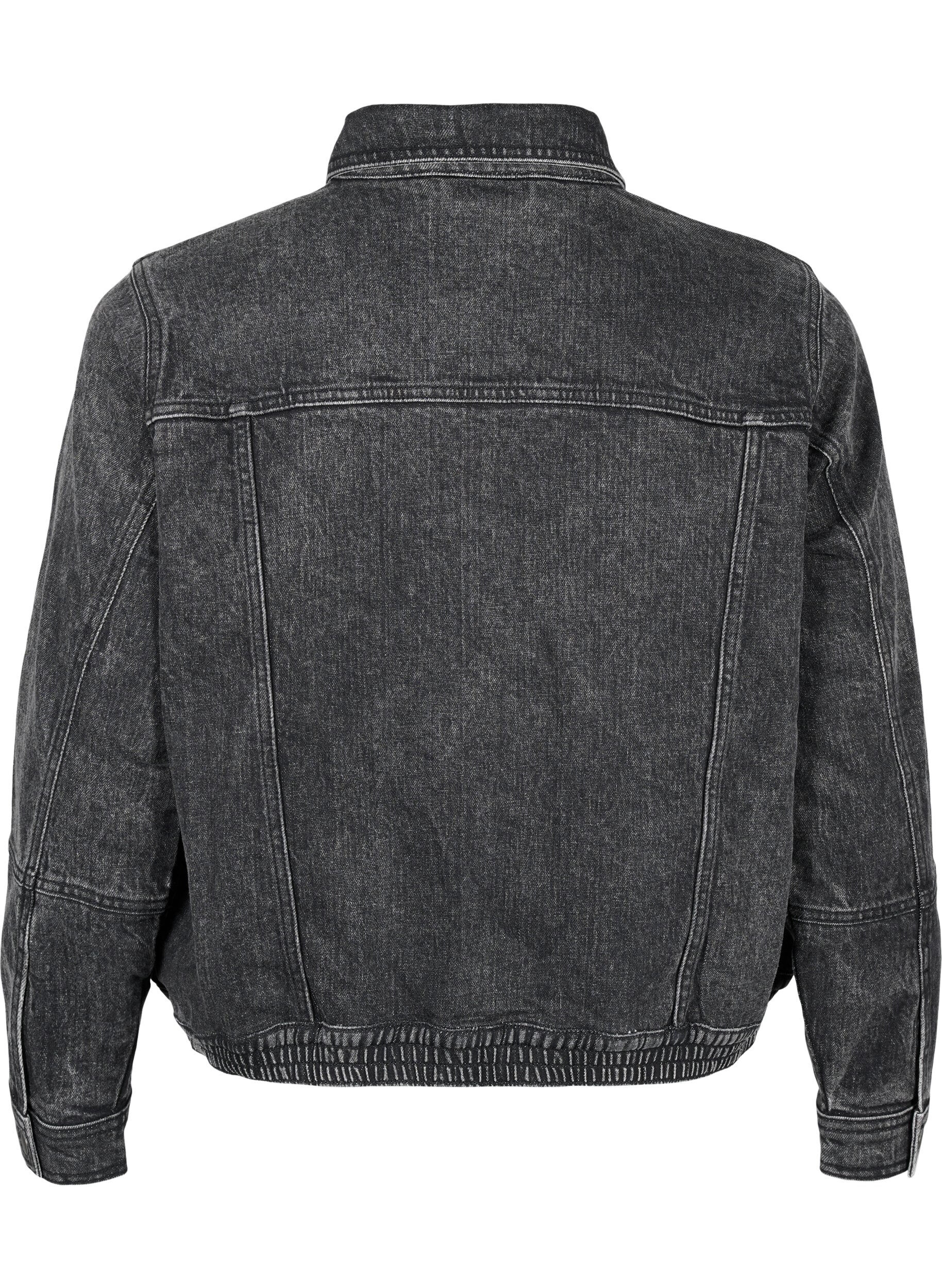 Zizzi Denim-Jacke mit verdecktem Rei&szlig;verschluss, Dark Grey Denim, Packshot image number 1