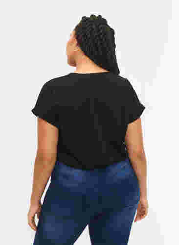 Kurzärmeliges T-Shirt aus einer Baumwollmischung, Black, Model image number 1
