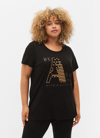 Trainings-T-Shirt mit Print, Black w. Bad Ass, Model