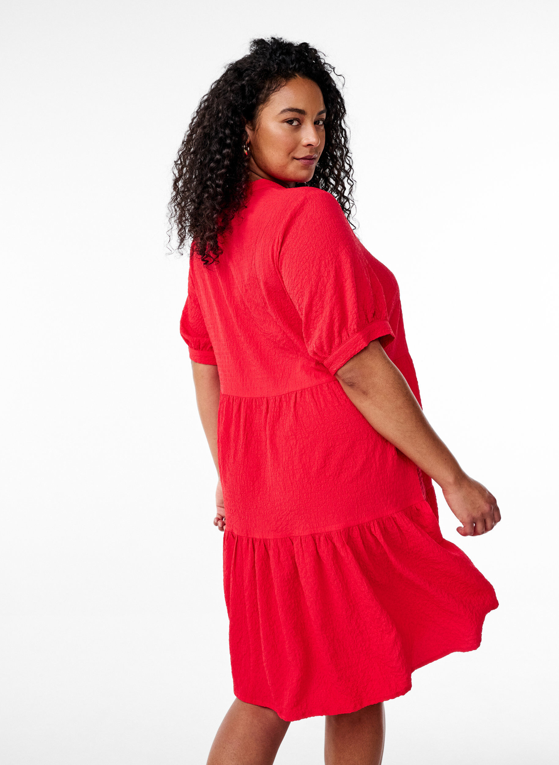 Zizzi Kurzes A-Linien-Kleid, Rot, Model image number 2