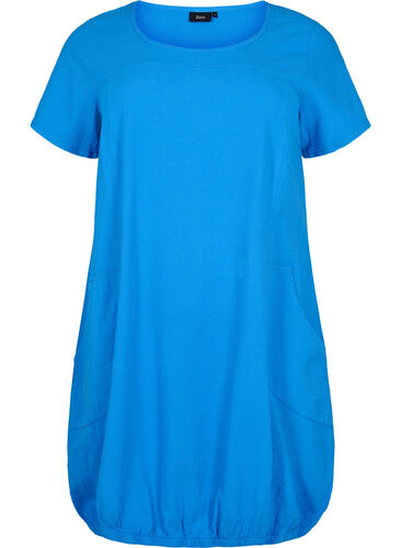 Kurzarm Kleid aus Baumwolle, French Blue, Packshot image number 0