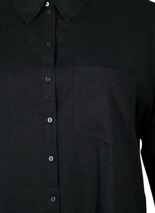 Langes Hemd aus Leinen-Viskose-Mischung, Black, Packshot image number 2
