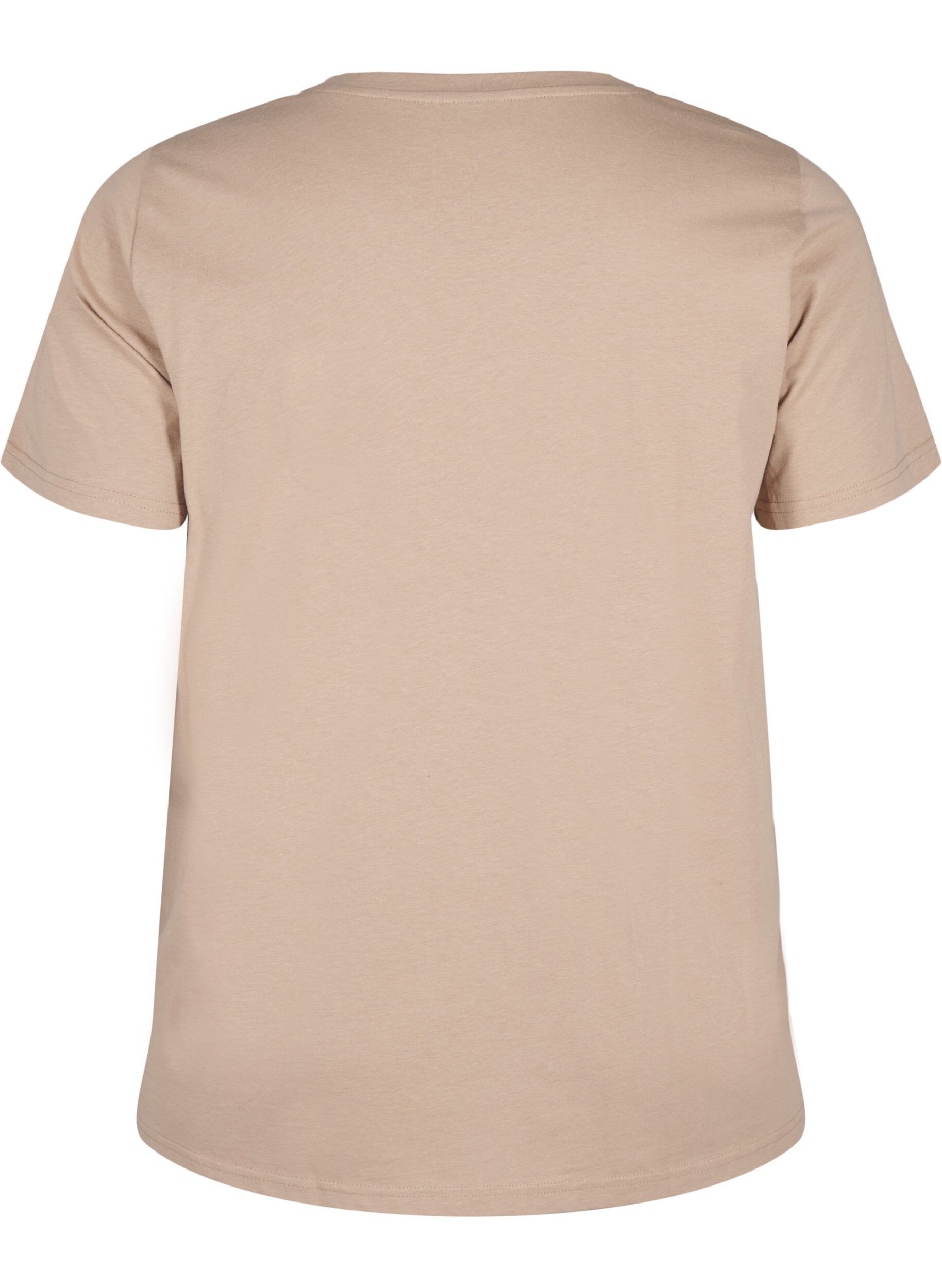 Zizzi Baumwoll-T-Shirt mit Druck, S. Mink w. Flower, Packshot image number 1