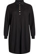 Kurzes Polokleid mit Knöpfen und langen Ärmeln, Schwarz, Packshot image number 0