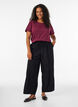 Cordhose mit weitem Bein und hoher Taille, Schwarz, Model image number 0