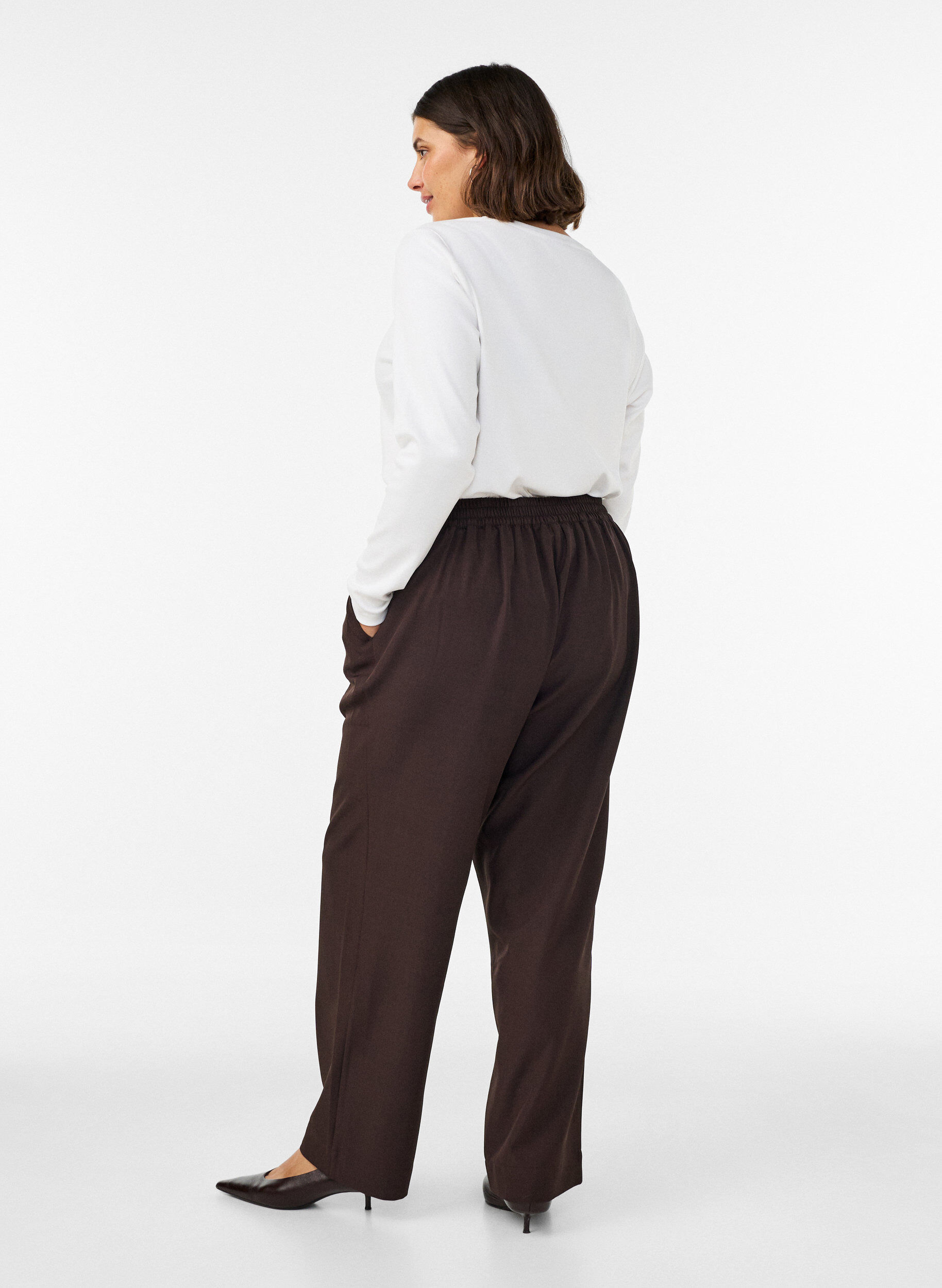 ZizziLockere Hose mit Taschen, Braun, Model image number 1