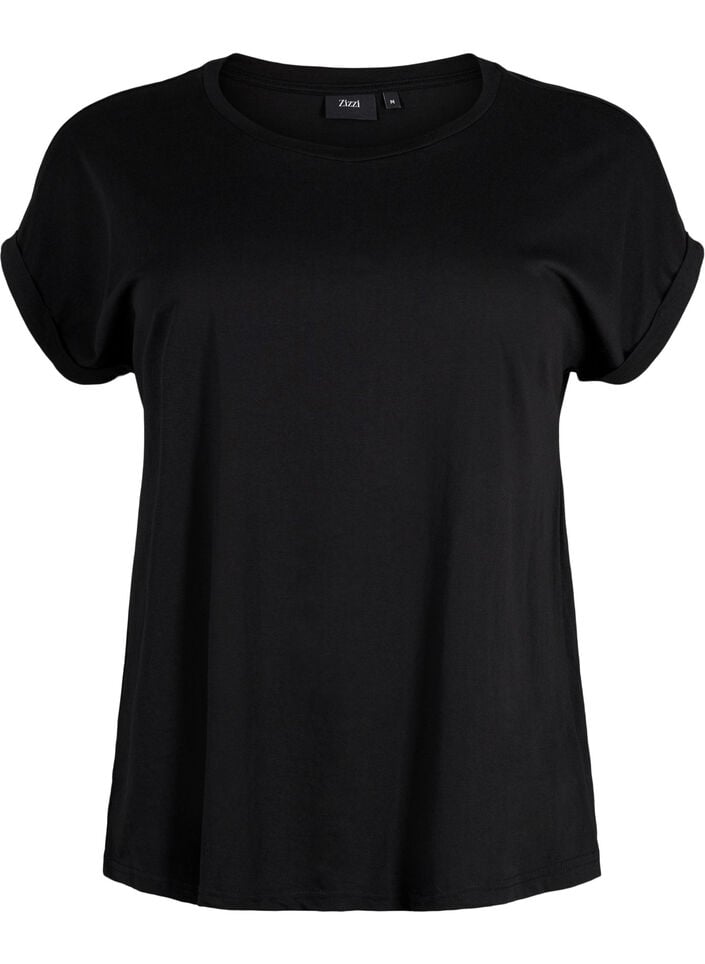 Kurz&auml;rmeliges T-Shirt aus einer Baumwollmischung, Schwarz, Packshot image number 0
