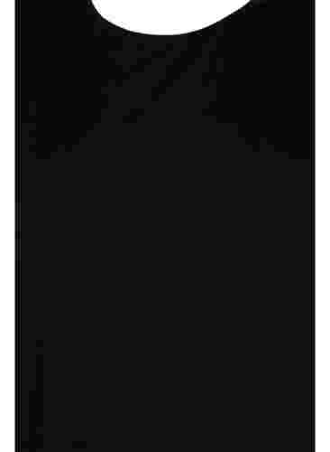 Kurzärmeliges Baumwollkleid mit Schlitz, Black, Packshot image number 2