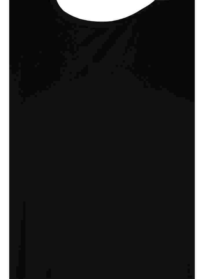 Kurzärmeliges Baumwollkleid mit Schlitzen, Black, Packshot image number 2