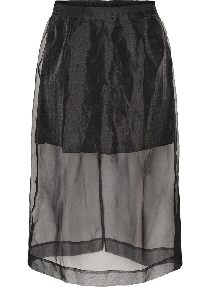 Langer Rock in Organza-Optik, Schwarz, Packshot image number 0