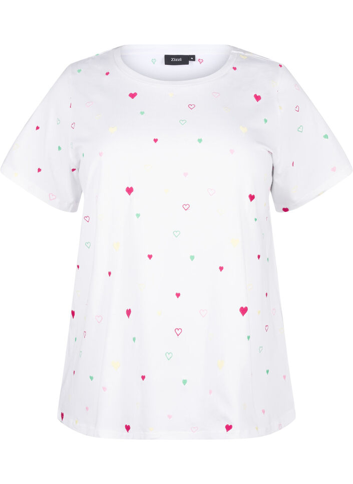 T-Shirt aus Bio-Baumwolle mit Herzen, White Heart Emb., Packshot image number 0
