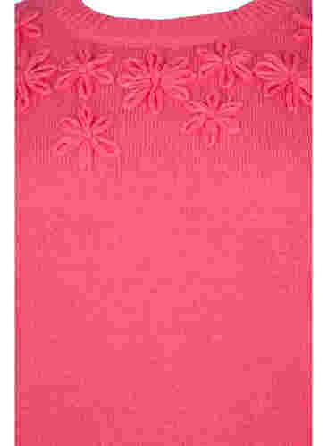 Strickbluse mit Blumendetails, Hot Pink, Packshot image number 2