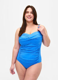 Gepolsterter Badeanzug mit Drapierungen, Palace Blue, Model