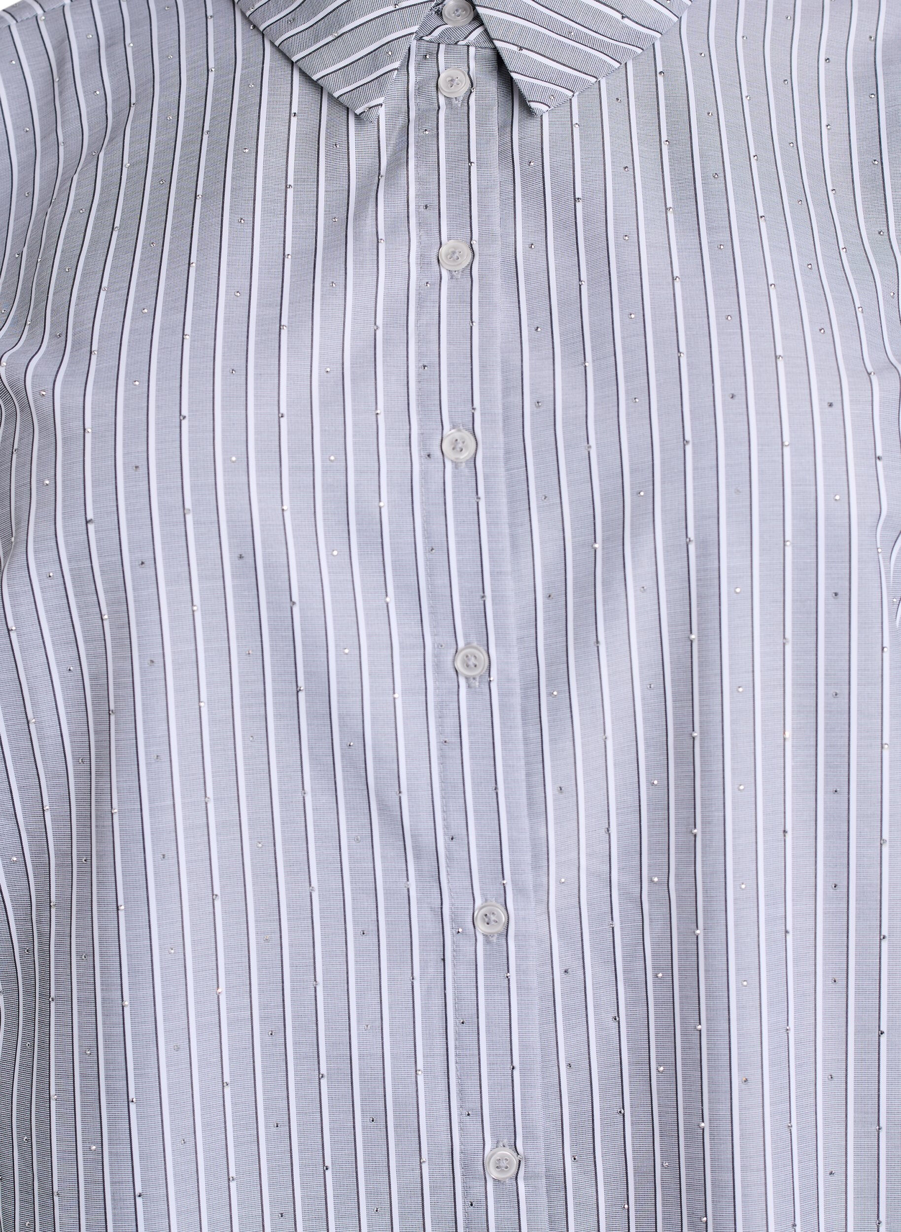 Zizzi Bluse mit Streifen und Nieten, Schwarz, Packshot image number 2