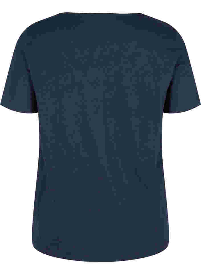 Kurzarm T-Shirt mit V-Ausschnitt und Mesh, Navy Blazer, Packshot image number 1