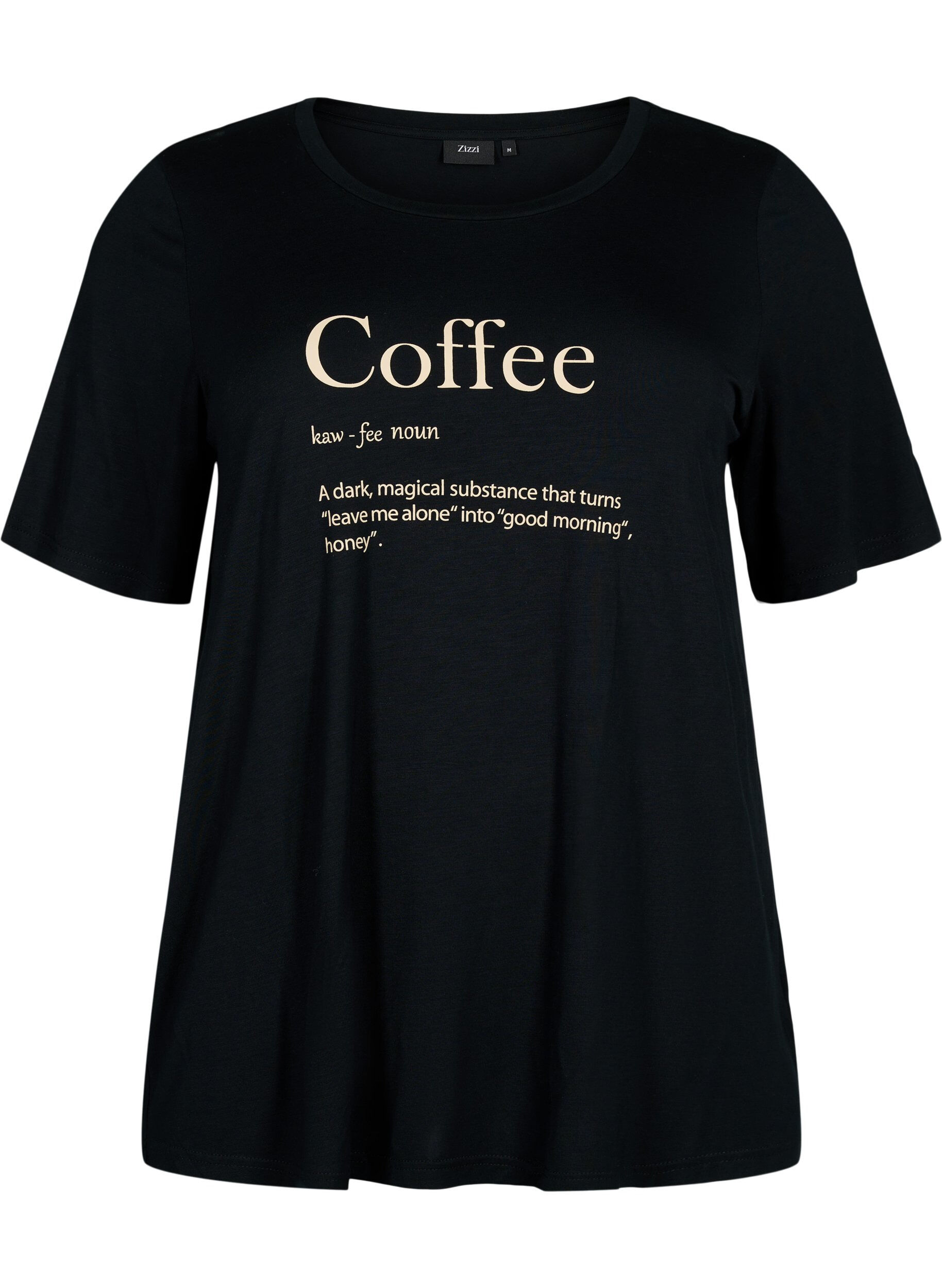 Zizzi Kurz&auml;rmeliges Nacht-T-Shirt aus Viskose, Black Coffee, Packshot image number 0