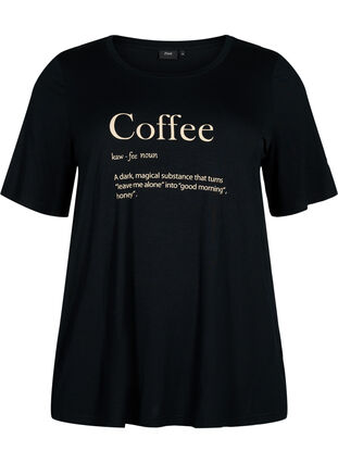 Kurzärmeliges Nacht-T-Shirt aus Viskose, Black Coffee, Packshot image number 0