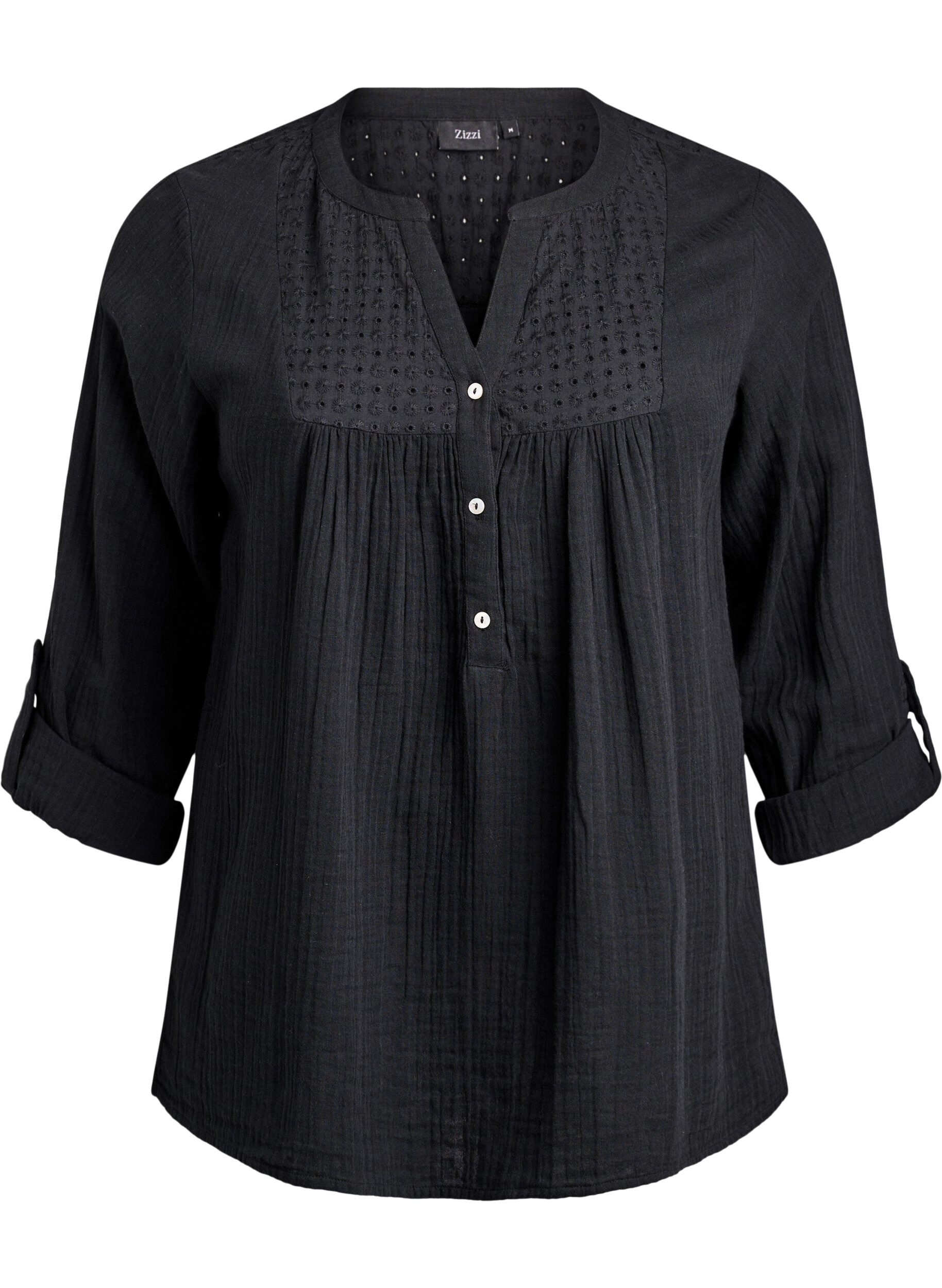 Bluse aus Baumwollmusselin mit Lochstickerei