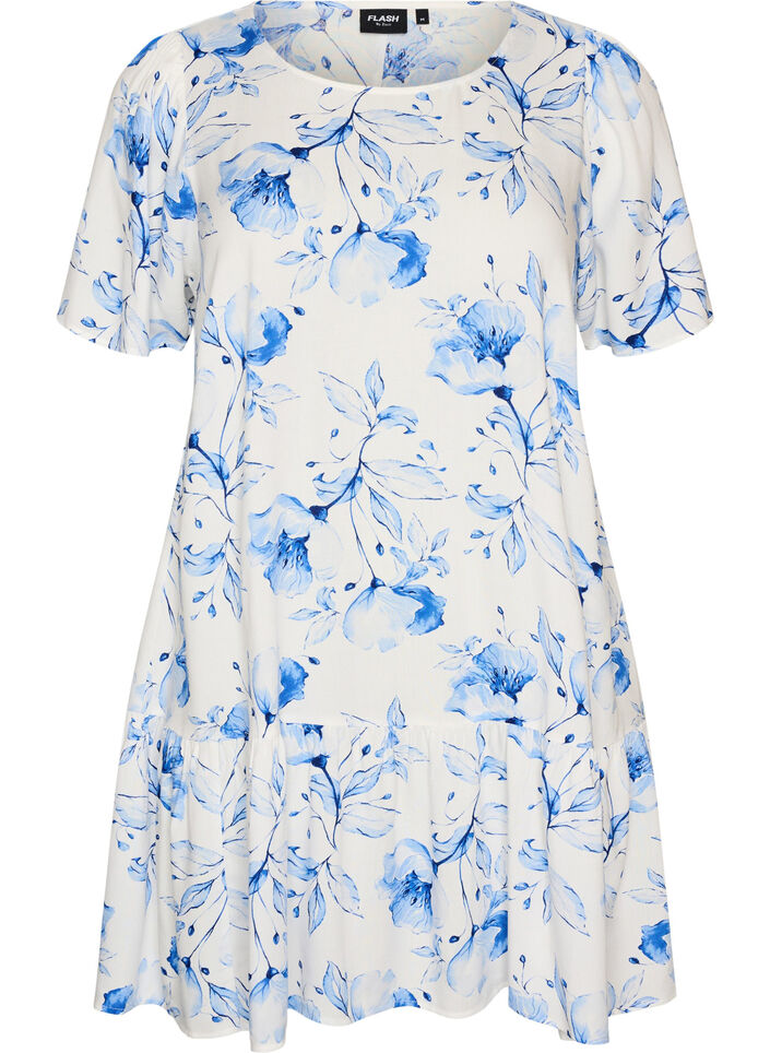Kleid aus Viskose mit Schnittlinie, Wei&szlig;, Packshot image number 0