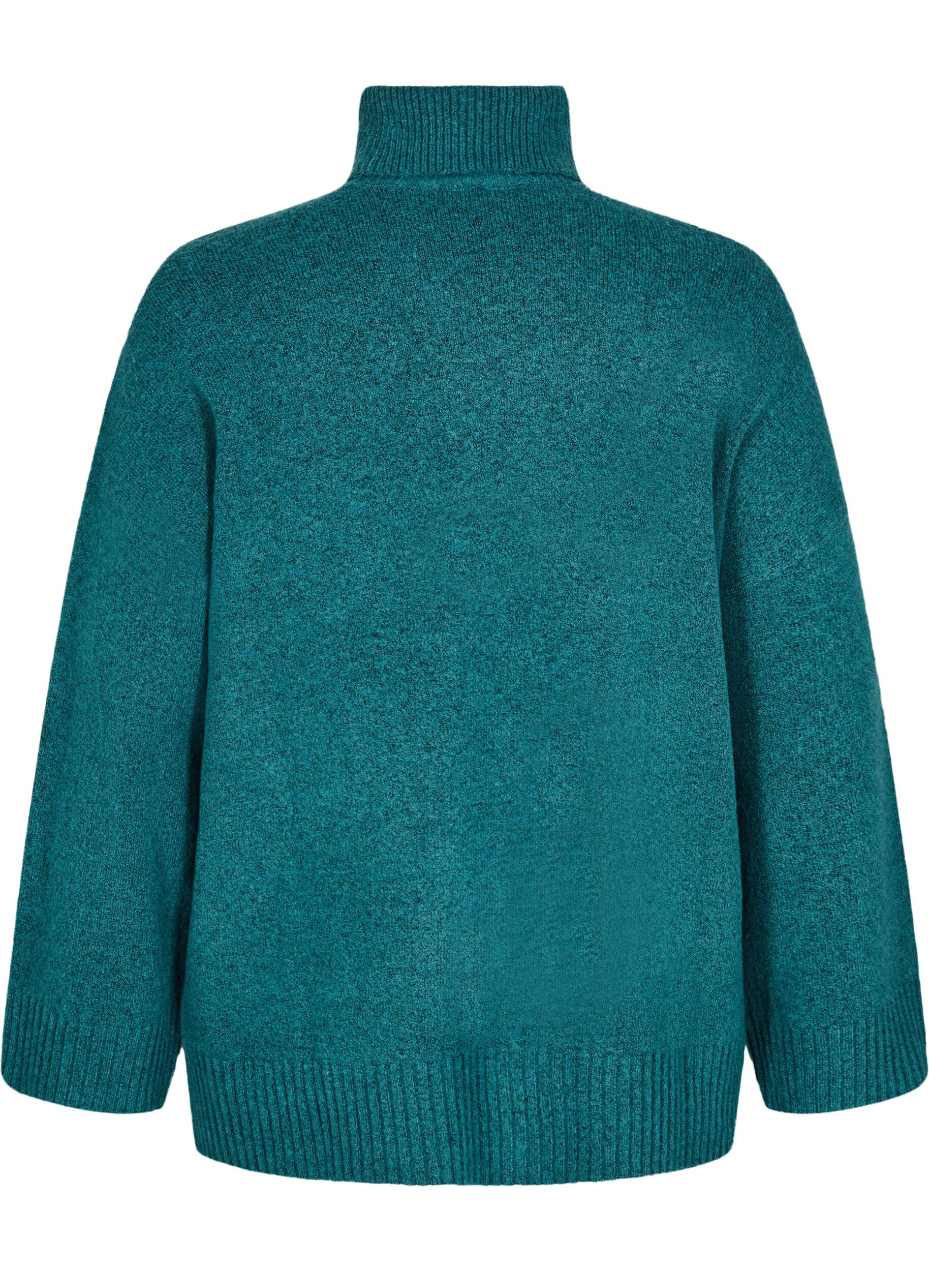 Zizzi Rollkragenpullover aus Strick, Atlantic Deep Mel., Packshot image number 1