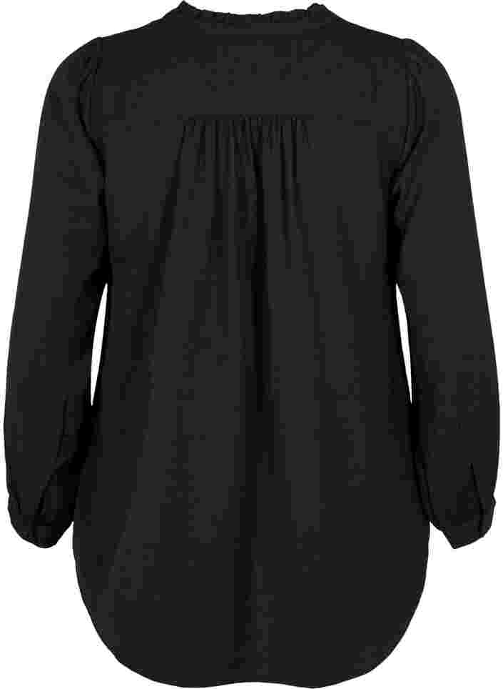 	 Langärmelige Bluse mit V-Ausschnitt, Black, Packshot image number 1