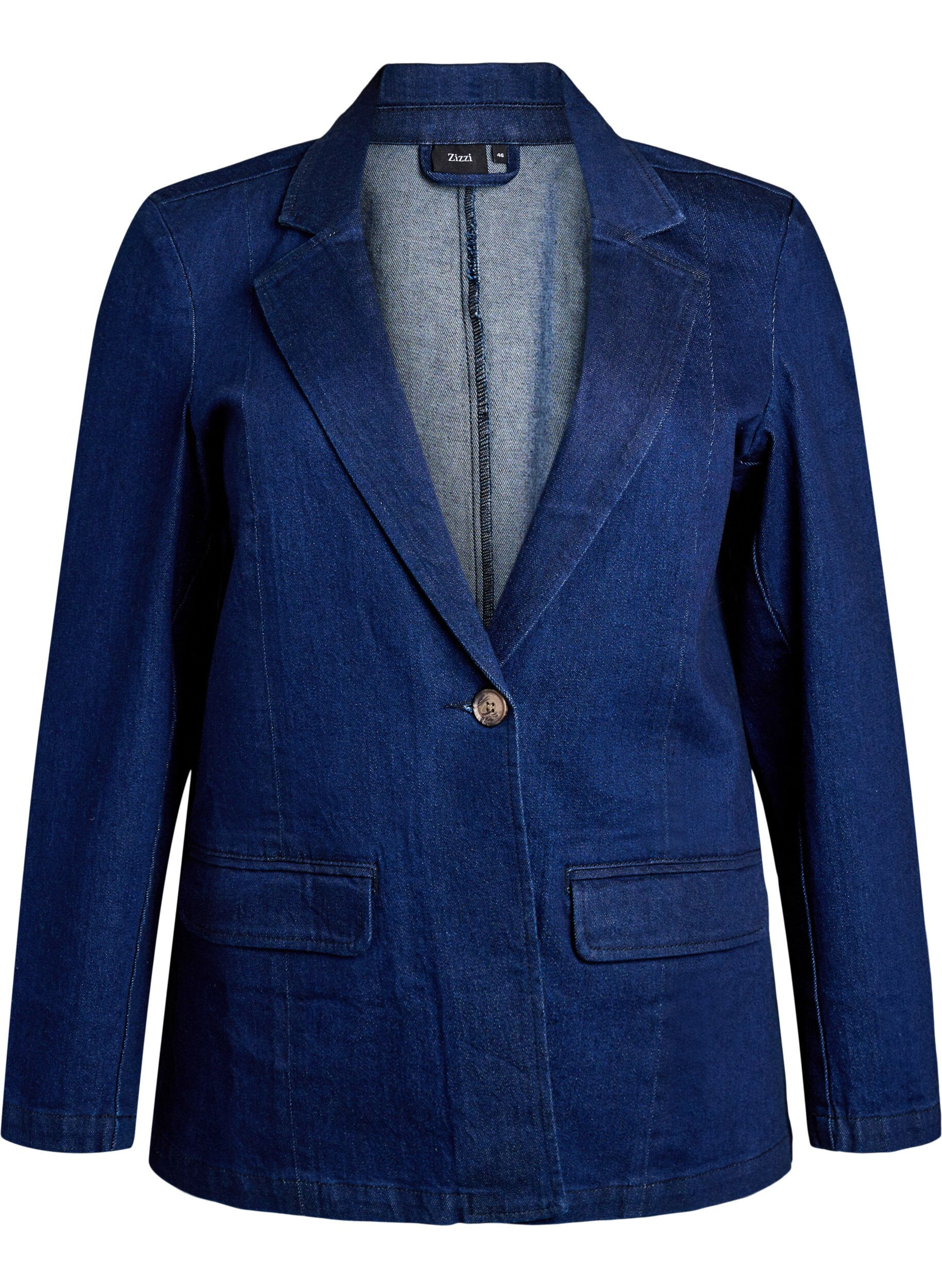 Zizzi Jeans-Blazer mit Taschen, Blau, Packshot image number 0