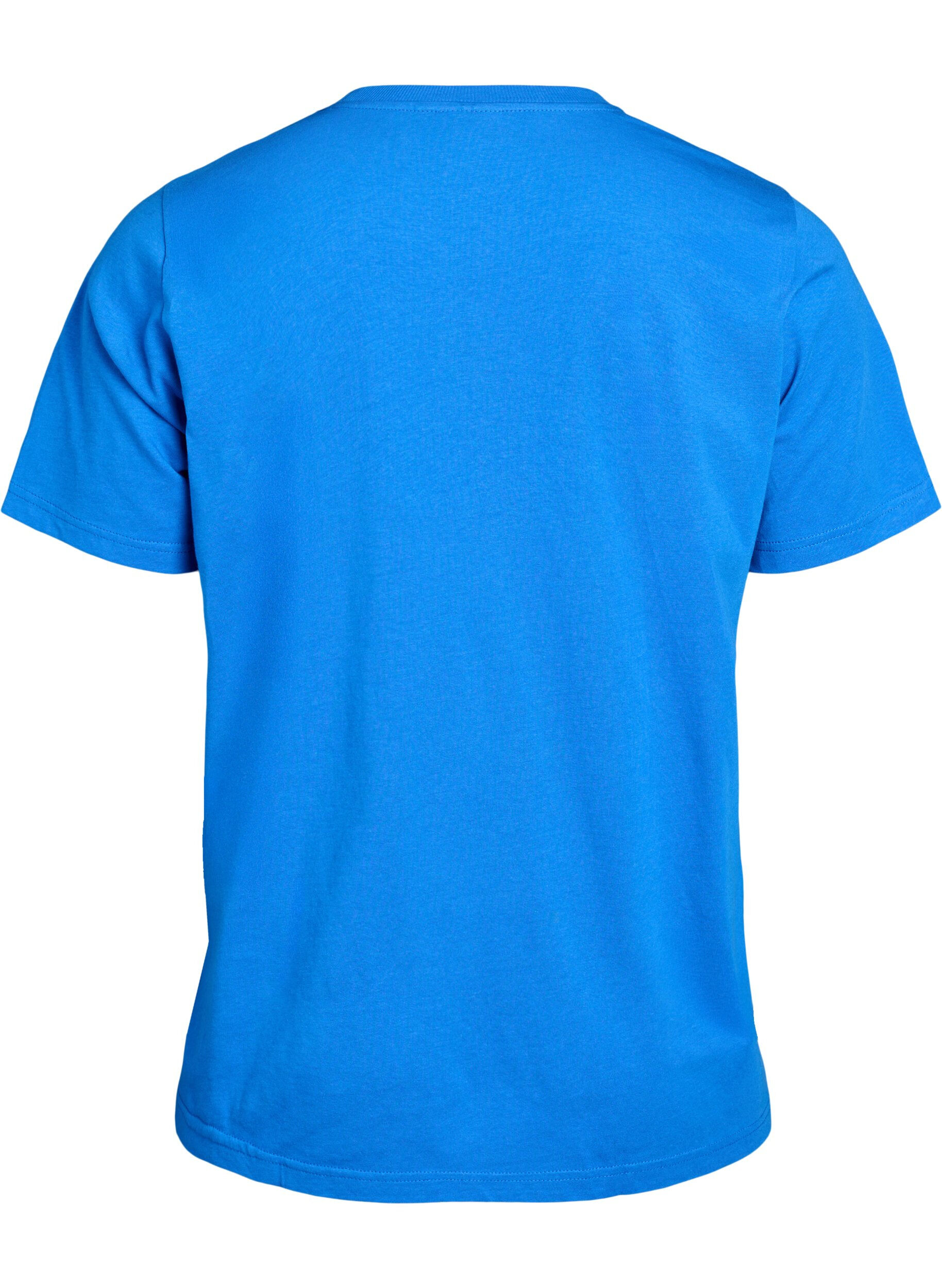 Zizzi Basic-T-Shirt aus Baumwolle mit Rundhalsausschnitt, Blau, Packshot image number 1