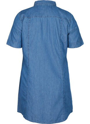 Denim Hemdkleid mit kurzen Ärmeln, Medium Blue denim, Packshot image number 1