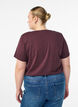 Basic-T-Shirt aus Baumwolle mit Schulterpolstern, Dunkles Bordeaux, Model image number 2