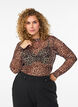 Netzbluse mit Leopardenmuster, Braun, Model image number 0