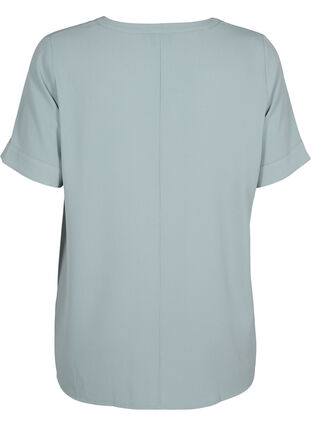 Kurzärmelige Bluse mit V-Ausschnitt, Chinois Green, Packshot image number 1