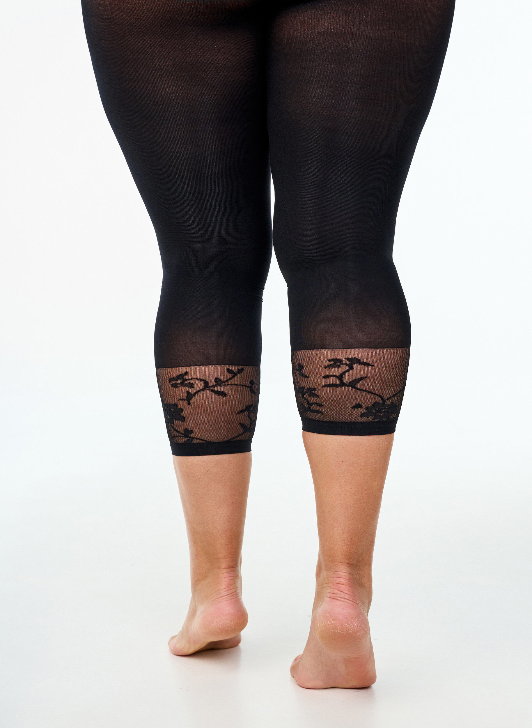 Zizzi 50 Denier Strumpfhose mit Spitzensaum, Schwarz, Model image number 1