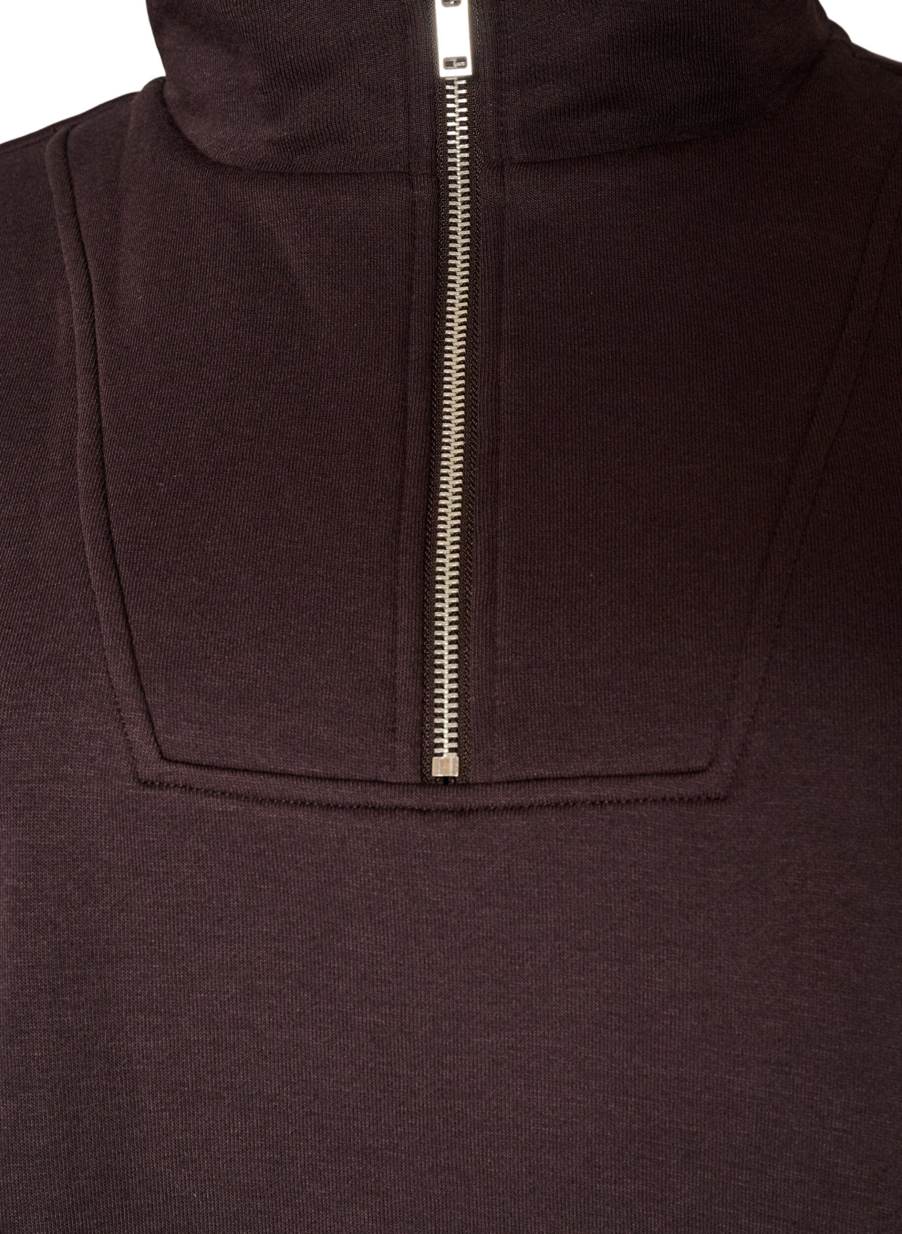ZizziSweatshirt mit hohem Kragen und Rei&szlig;verschluss, Braun, Packshot image number 2