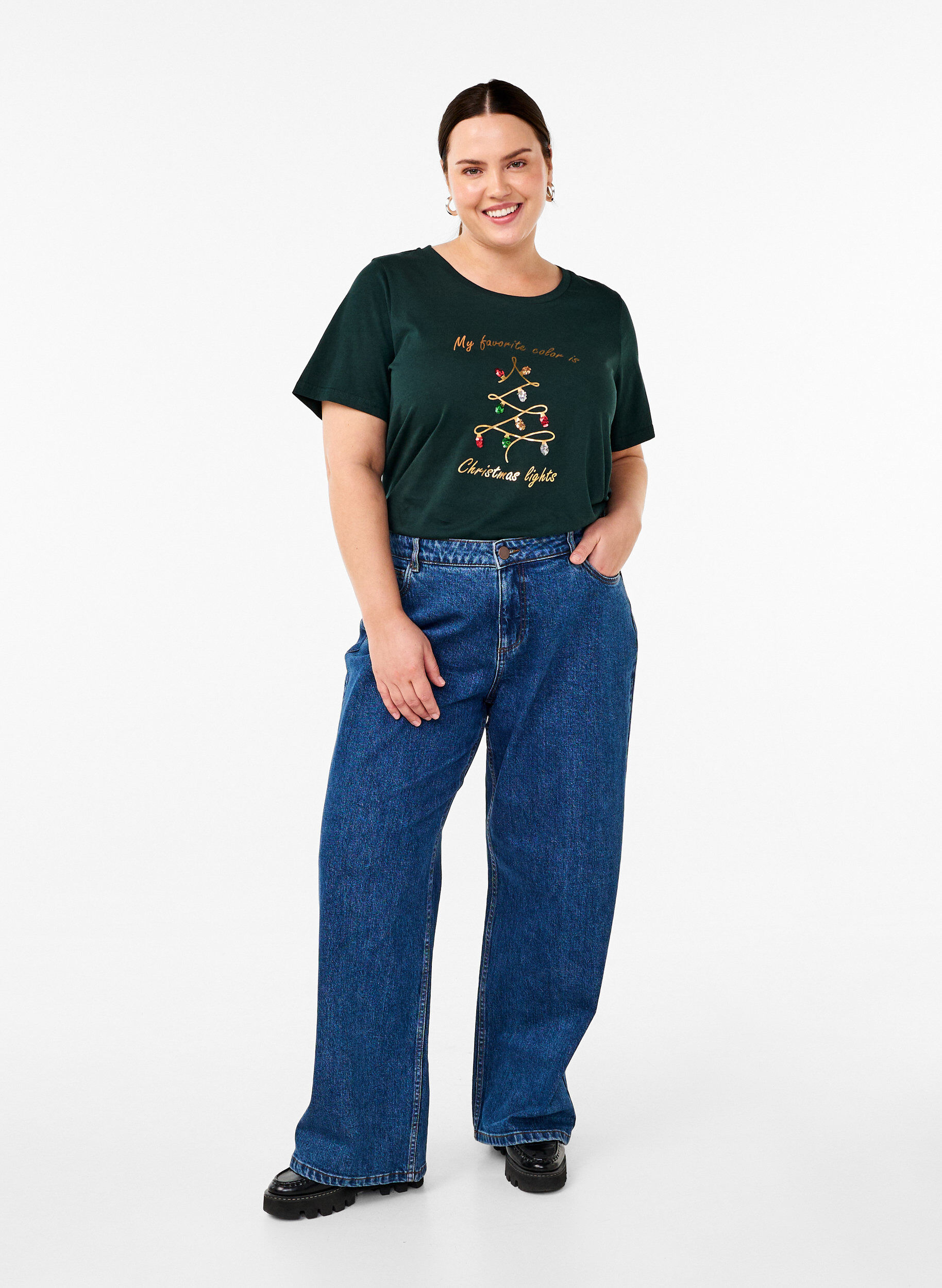 Zizzi Weihnachtliche T-Shirts aus 100% Baumwolle, Scarab w. Tree, Model image number 2